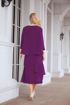 Vestido de festa formal para mãe da noiva, corte A, duas peças, Numbersea 28072 