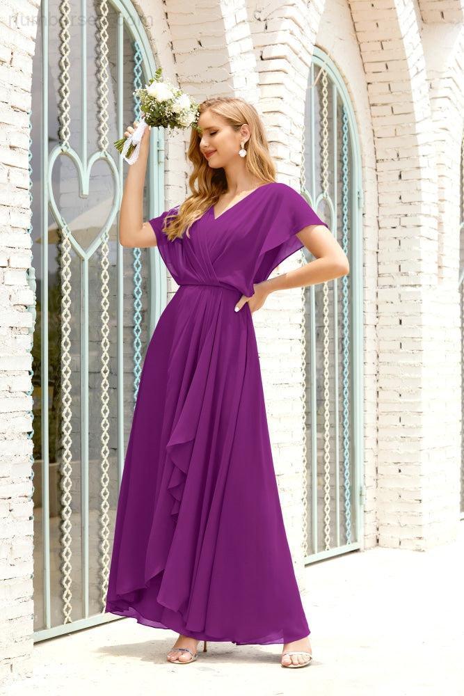 Numbersea  Mother of The Bride Dresses Plus Size V-Neck Floor Length Formal Prom Dress for Wedding Guest 28020