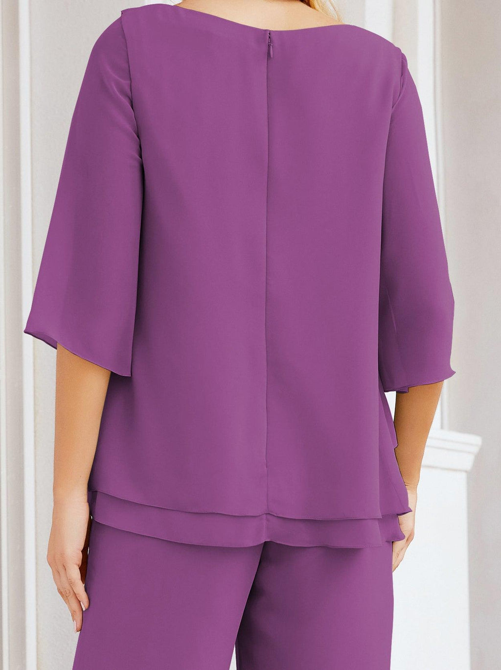 Vestido elegante de 2 peças para mãe da noiva Numbersea, tamanho grande, com folhos, camadas, roupão prateado 28064 