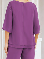 Vestido elegante de 2 peças para mãe da noiva Numbersea, tamanho grande, com folhos, camadas, roupão prateado 28064 