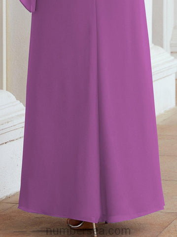 Numbersea Formal Party Gown Dress Long Mother of The Bride Dresses with Ruffle Cape 28026