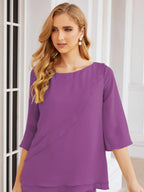 Vestido elegante de 2 peças para mãe da noiva Numbersea, tamanho grande, com folhos, camadas, roupão prateado 28064 