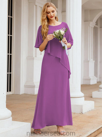 Numbersea Formal Party Gown Dress Long Mother of The Bride Dresses with Ruffle Cape 28026