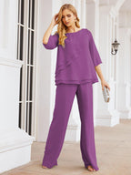 Vestido elegante de 2 peças para mãe da noiva Numbersea, tamanho grande, com folhos, camadas, roupão prateado 28064 