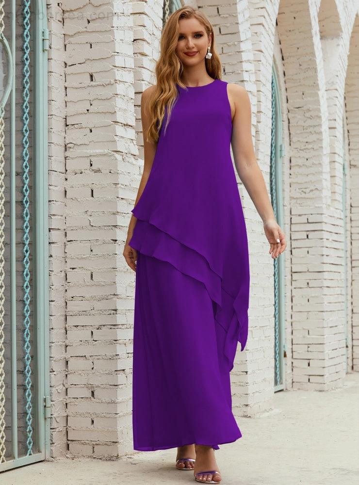 Vestidos longos de chiffon plus size para mãe da noiva, vestido formal de madrinha de casamento, 28019 