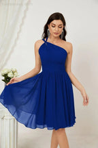 Vestido de dama de honor corto de chiffon de un hombro Numbersea para mujer Vestidos formales para fiesta y regreso a casa 2804
