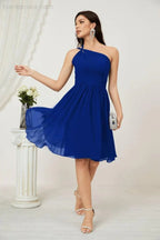 Vestido de dama de honor corto de chiffon de un hombro Numbersea para mujer Vestidos formales para fiesta y regreso a casa 2804
