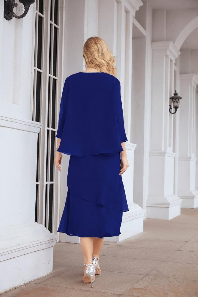 Vestido de festa formal para mãe da noiva, corte A, duas peças, Numbersea 28072 