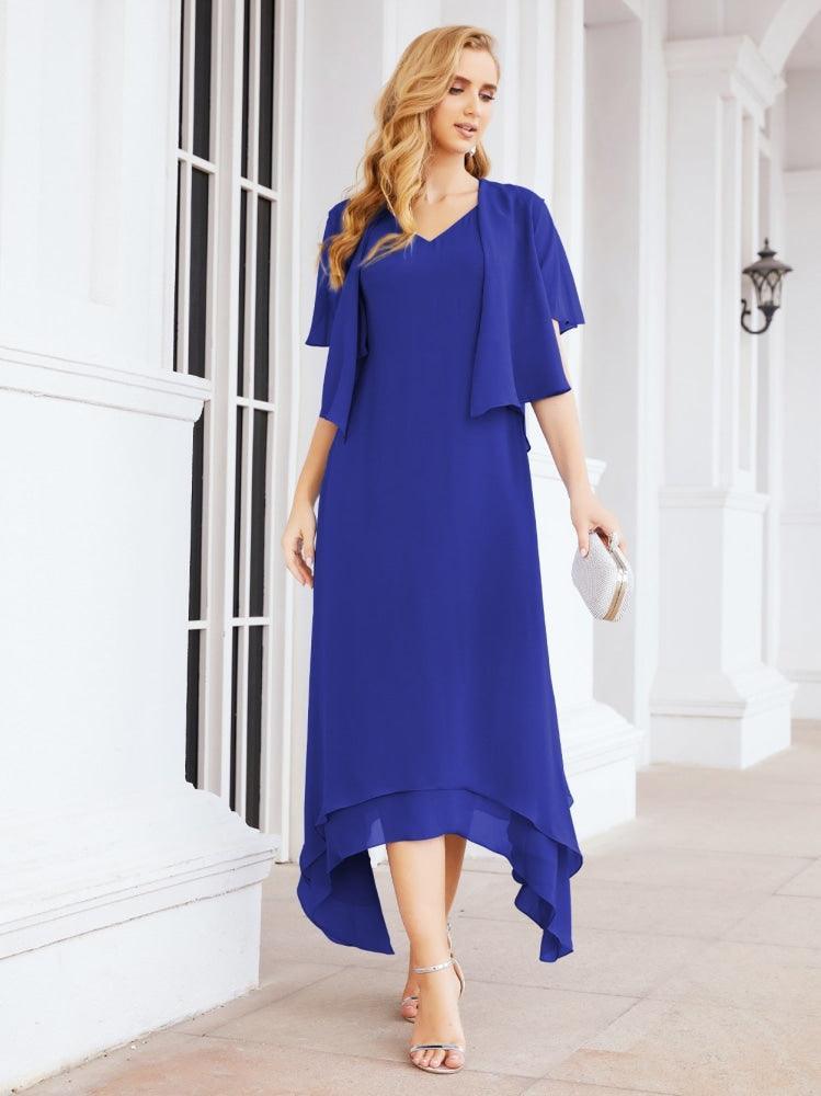 Vestido de festa formal para mãe da noiva, corte A, duas peças, Numbersea 28073 