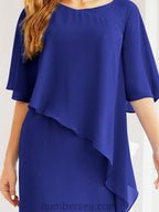 Vestido de festa formal comprido Numbersea com capa e folhos 28026 