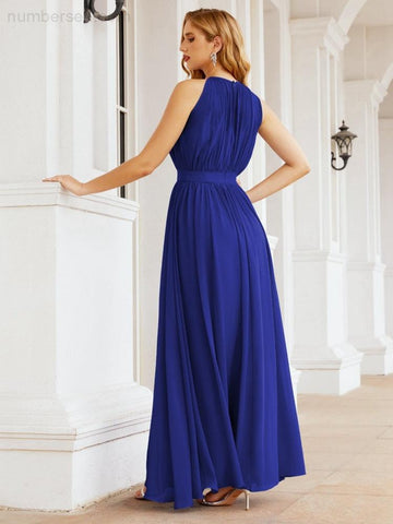 Numbersea Halter Bridesmaid Dress Empire Waist Formal Evening Prom Gown for Mother of The Bride 28030