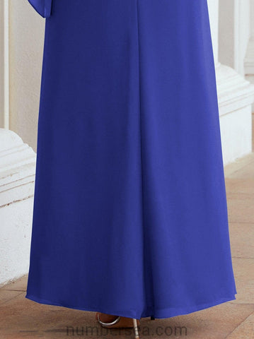 Numbersea Formal Party Gown Dress Long Mother of The Bride Dresses with Ruffle Cape 28026