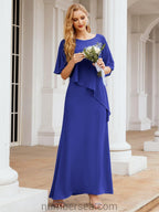 Vestido de festa formal comprido Numbersea com capa e folhos 28026 