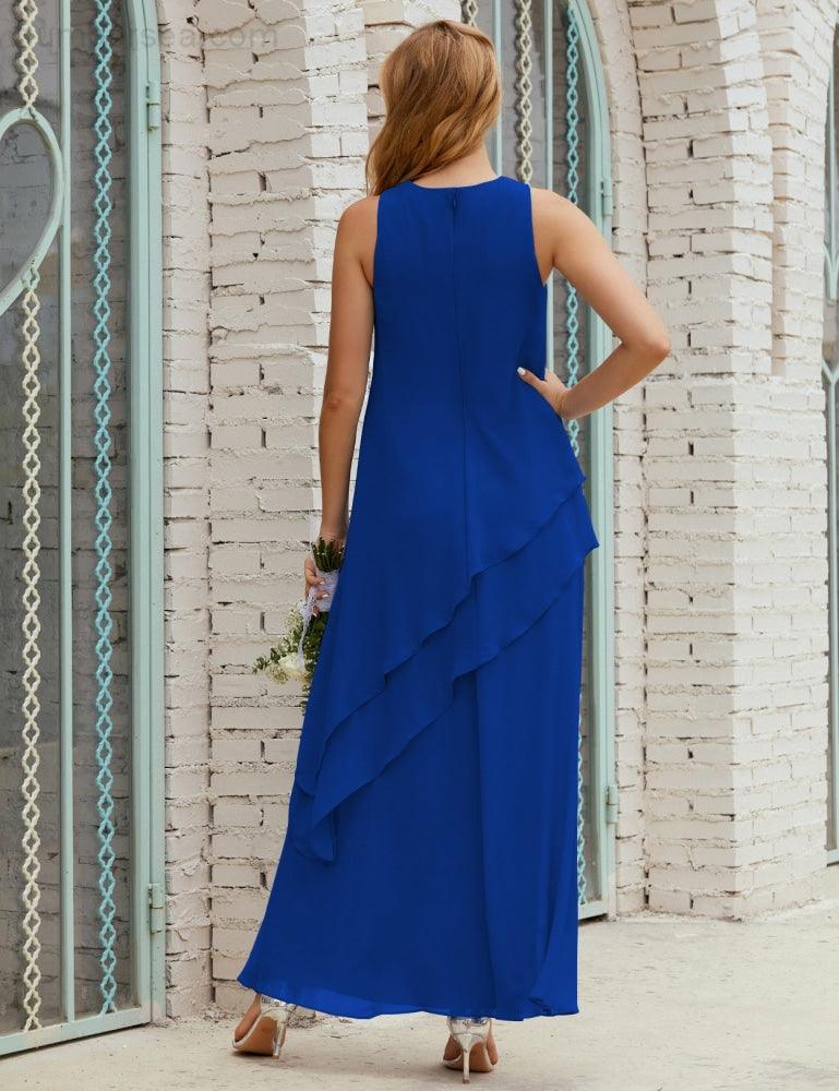 Vestidos longos de chiffon plus size para mãe da noiva, vestido formal de madrinha de casamento, 28019 