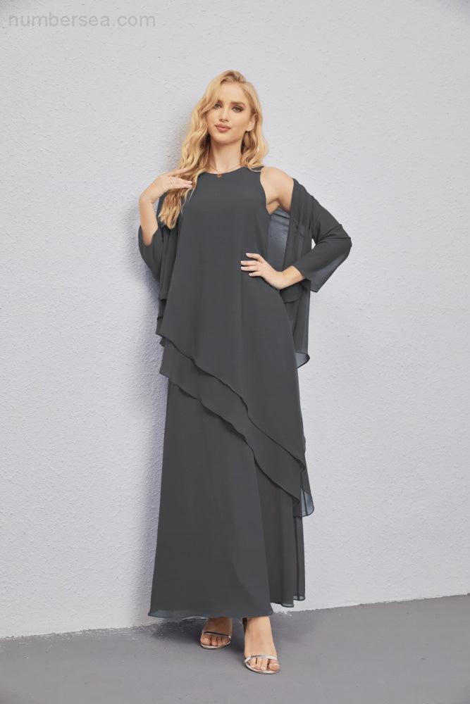 Mother of Bride Dresses with Open Front Lightweight Cardigan Formal Prom Gown  28081