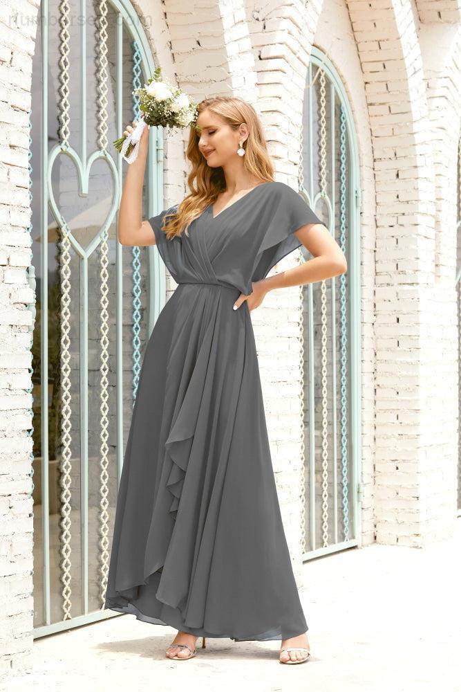 Numbersea  Mother of The Bride Dresses Plus Size V-Neck Floor Length Formal Prom Dress for Wedding Guest 28020