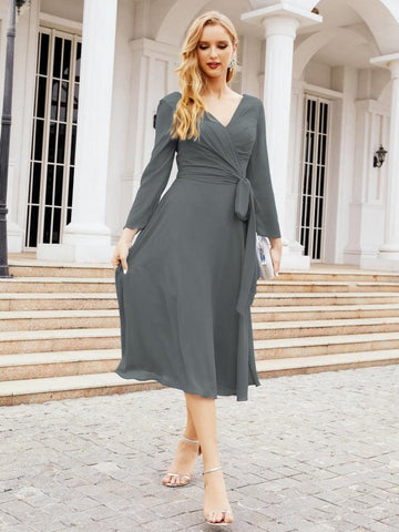Brautjungfernkleid mit V-Rücken und Taillengürtel für die Mutter der Braut, Hochzeitsgast 28031 