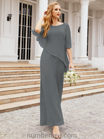 Numbersea Formal Party Gown Dress Long Mother of The Bride Dresses with Ruffle Cape 28026