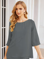 Vestido elegante de 2 peças para mãe da noiva Numbersea, tamanho grande, com folhos, camadas, roupão prateado 28064 