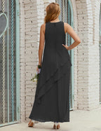 Vestidos longos de chiffon plus size para mãe da noiva, vestido formal de madrinha de casamento, 28019 