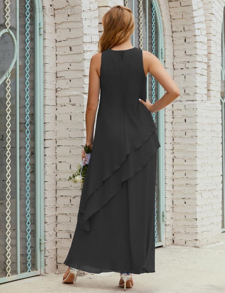 Vestidos longos de chiffon plus size para mãe da noiva, vestido formal de madrinha de casamento, 28019 