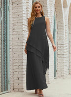 Vestidos longos de chiffon plus size para mãe da noiva, vestido formal de madrinha de casamento, 28019 