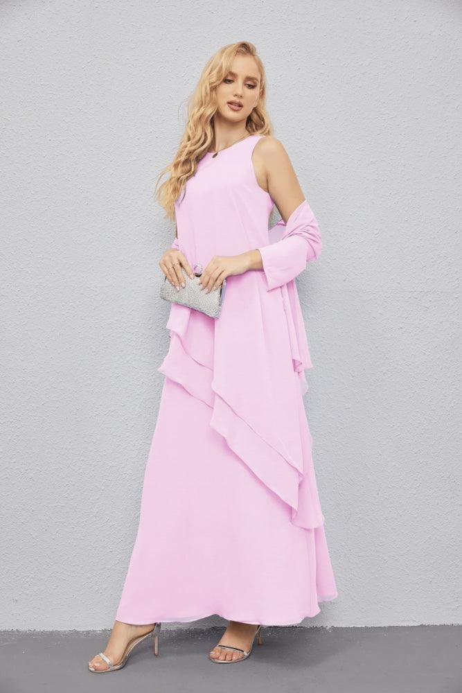 Vestidos para a mãe da noiva com frente aberta, cardigan leve, vestido formal para baile de finalistas 28081 