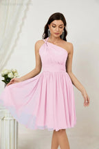 Vestido de dama de honor corto de chiffon de un hombro Numbersea para mujer Vestidos formales para fiesta y regreso a casa 2804