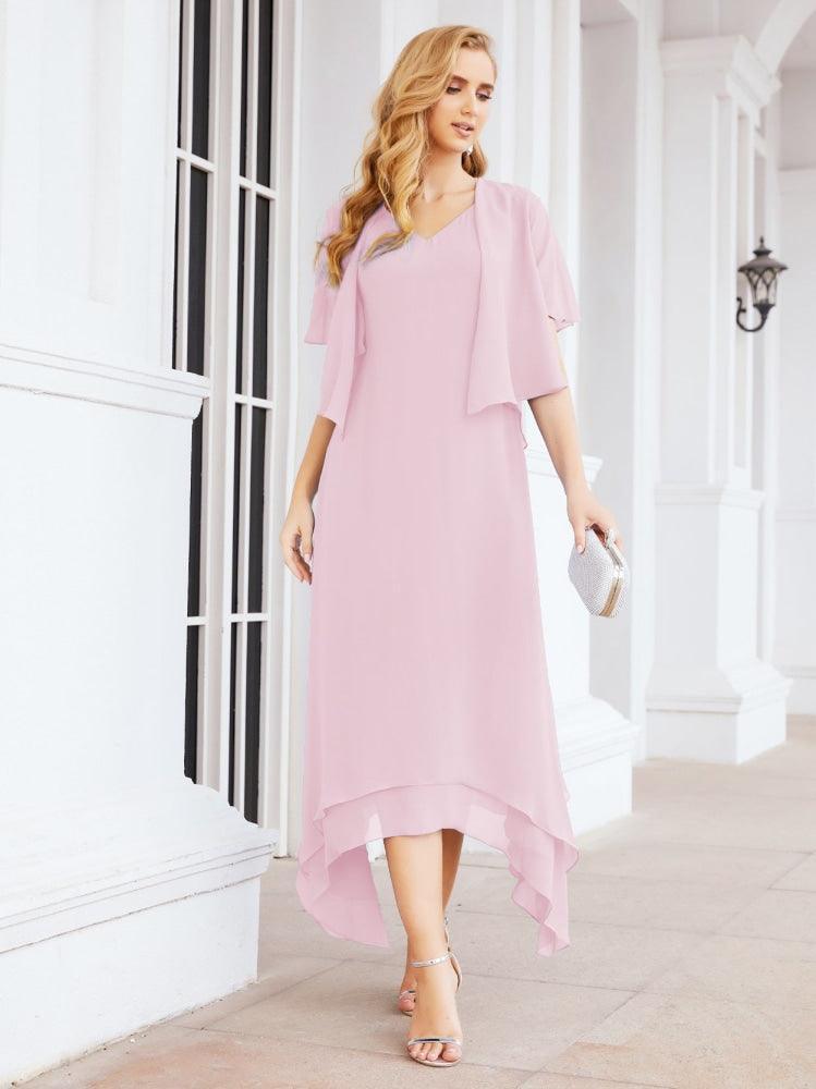 Vestido de festa formal para mãe da noiva, corte A, duas peças, Numbersea 28073 