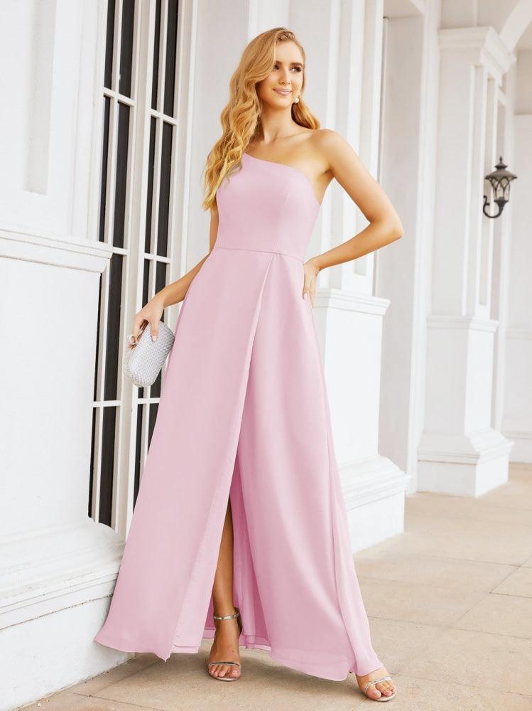 Vestidos de baile de cerimónia Numbersea para mulher com um ombro só e fenda lateral para madrinhas e madrinhas 28052 