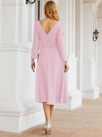 Brautjungfernkleid mit V-Rücken und Taillengürtel für die Mutter der Braut, Hochzeitsgast 28031 