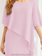 Vestido de festa formal comprido Numbersea com capa e folhos 28026 