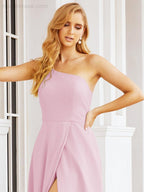 Vestidos de baile de cerimónia Numbersea para mulher com um ombro só e fenda lateral para madrinhas e madrinhas 28052 