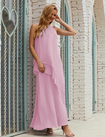 Vestidos longos de chiffon plus size para mãe da noiva, vestido formal de madrinha de casamento, 28019 