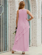 Vestidos longos de chiffon plus size para mãe da noiva, vestido formal de madrinha de casamento, 28019 