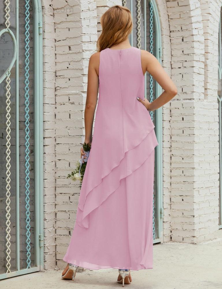 Vestidos longos de chiffon plus size para mãe da noiva, vestido formal de madrinha de casamento, 28019 