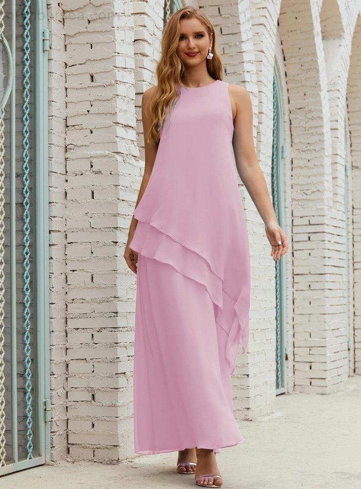 Vestidos longos de chiffon plus size para mãe da noiva, vestido formal de madrinha de casamento, 28019 