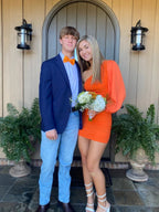 Vestido de Fiesta Naranja de Una Manga para el Baile de Bienvenida Naranja Y2325
