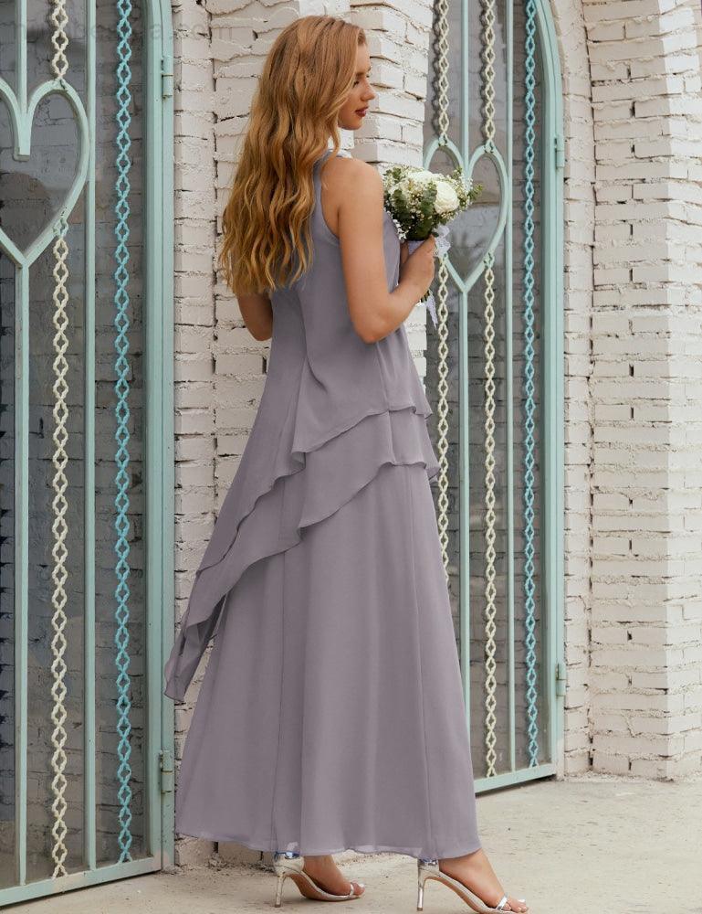 Vestidos longos de chiffon plus size para mãe da noiva, vestido formal de madrinha de casamento, 28019 