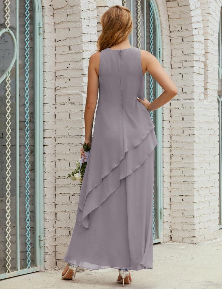 Vestidos longos de chiffon plus size para mãe da noiva, vestido formal de madrinha de casamento, 28019 