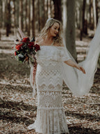 Vestidos de noiva compridos, simples, a direito, de tule e renda, estilo sereia. DB10785 