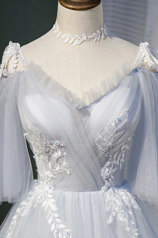 Elegante trägerlose Spitzenapplikationen Tüll-Prinzessinnen-Heimkehrkleider