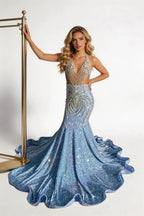 18 birthday outfit evening dress custom made black girl mermaid blue prom gowns Y887 by simplepromdress