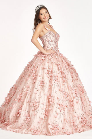 Ärmelloses Ballkleid mit 3D-Applikation von Elizabeth K GL1959