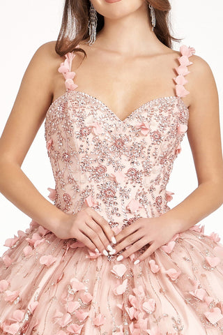 Ärmelloses Ballkleid mit 3D-Applikation von Elizabeth K GL1959