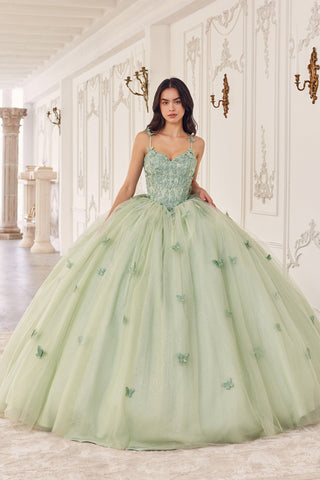 Ärmelloses Ballkleid mit 3D-Schmetterlingsapplikation von Ladivine 15718