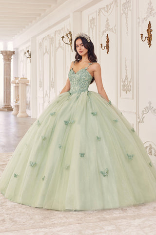 Ärmelloses Ballkleid mit 3D-Schmetterlingsapplikation von Ladivine 15718