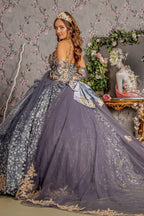 3D Butterfly Bell Sleeve Ball Gown by GLS Gloria GL3318