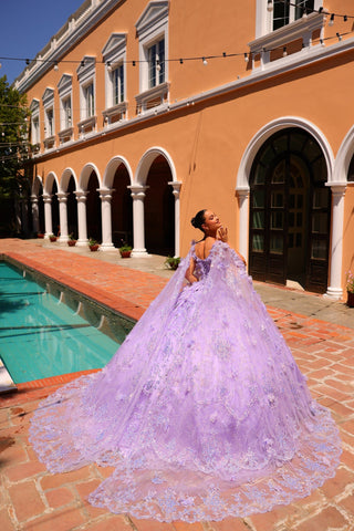 3D Butterfly Cape Quinceanera-Kleid von Amarra 54281