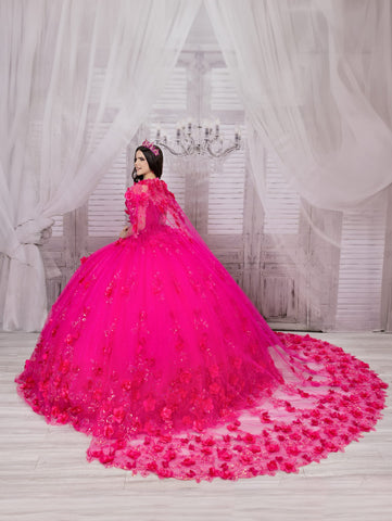3D Butterfly Cape Quinceanera-Kleid von House of Wu 26046